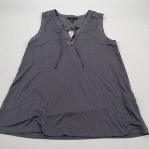 Banana Republic Womens Blouse XS Gray Casual Sleeveless Lace Up Preppy Knit New